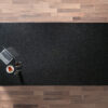 Overhead view of Black Starlight Quartz worktop showing a deep black surface with subtle sparkle
