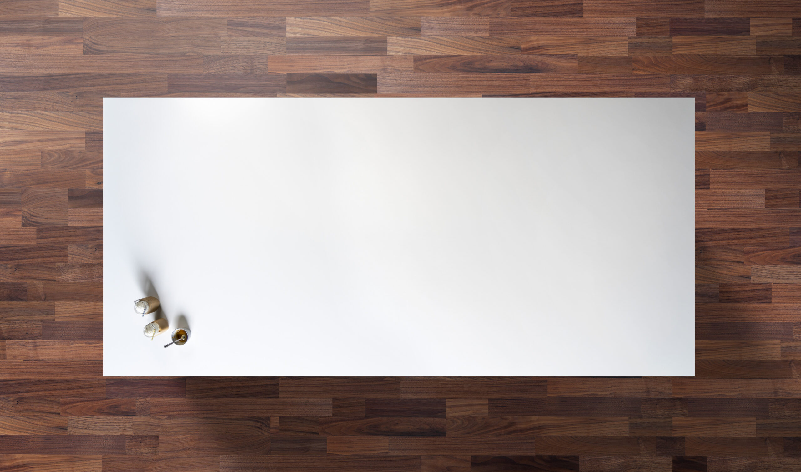 White Thasos Porcelain worktop slab shown from above with a clean bright white surface on a wood background