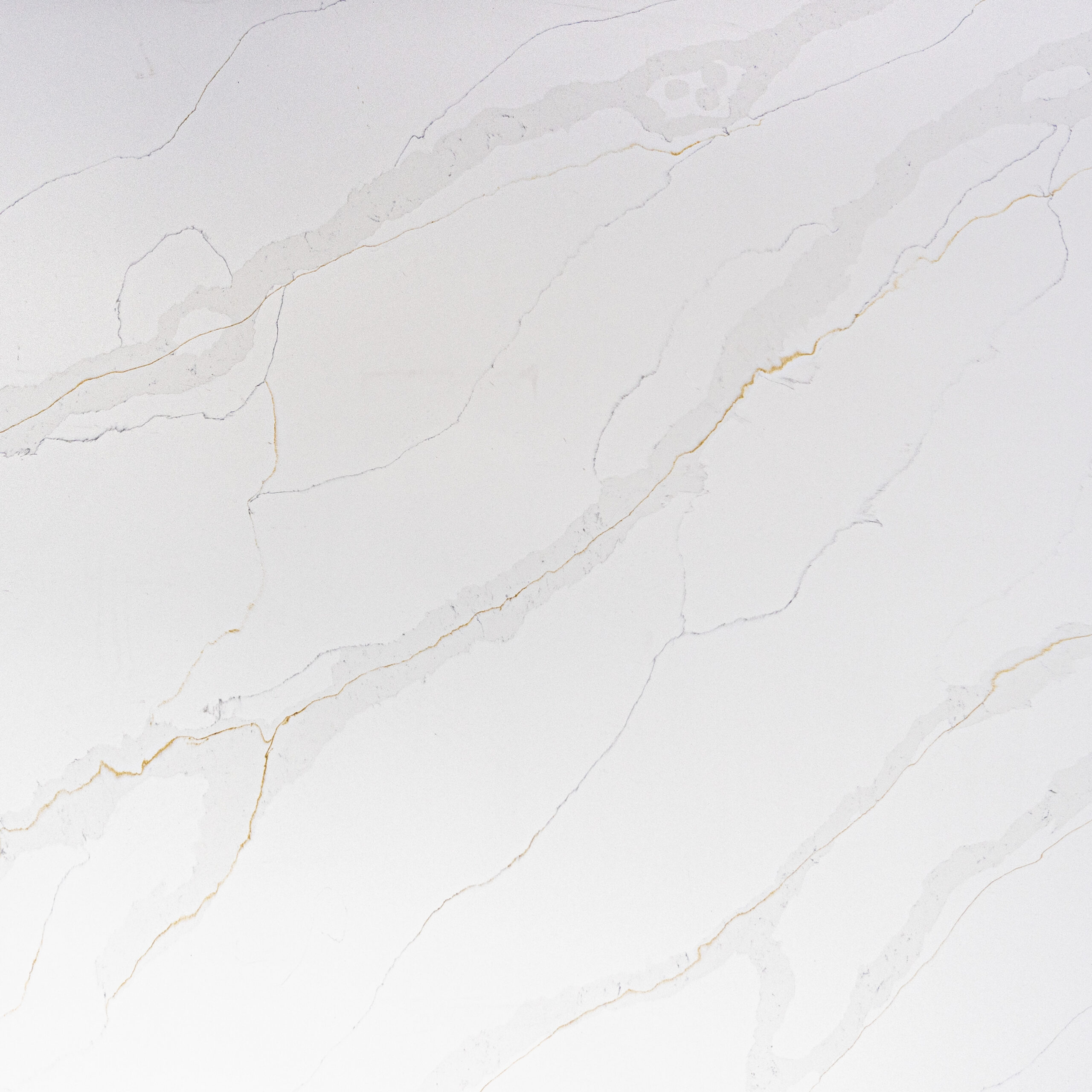 Close up of Eternal Calacatta Quartz worktop showing detailed veining