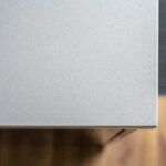 Side view of an Imperial White Quartz worktop showing the thickness and polished edge profile