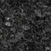 Close up slab photo of Angola Black Granite showing a dense dark crystal pattern with natural grey and black movement across the surface.
