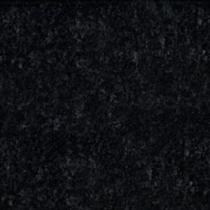 Close up slab photo of Black Pearl Granite showing a dark base with shimmering flecks and natural crystal patterning.