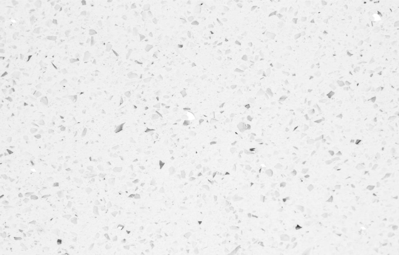 Close up of White Starlight Quartz worktop showing subtle sparkle and fine aggregate