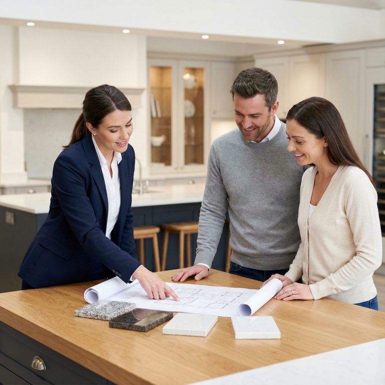 Mayfair Worktops Staff talking to customers