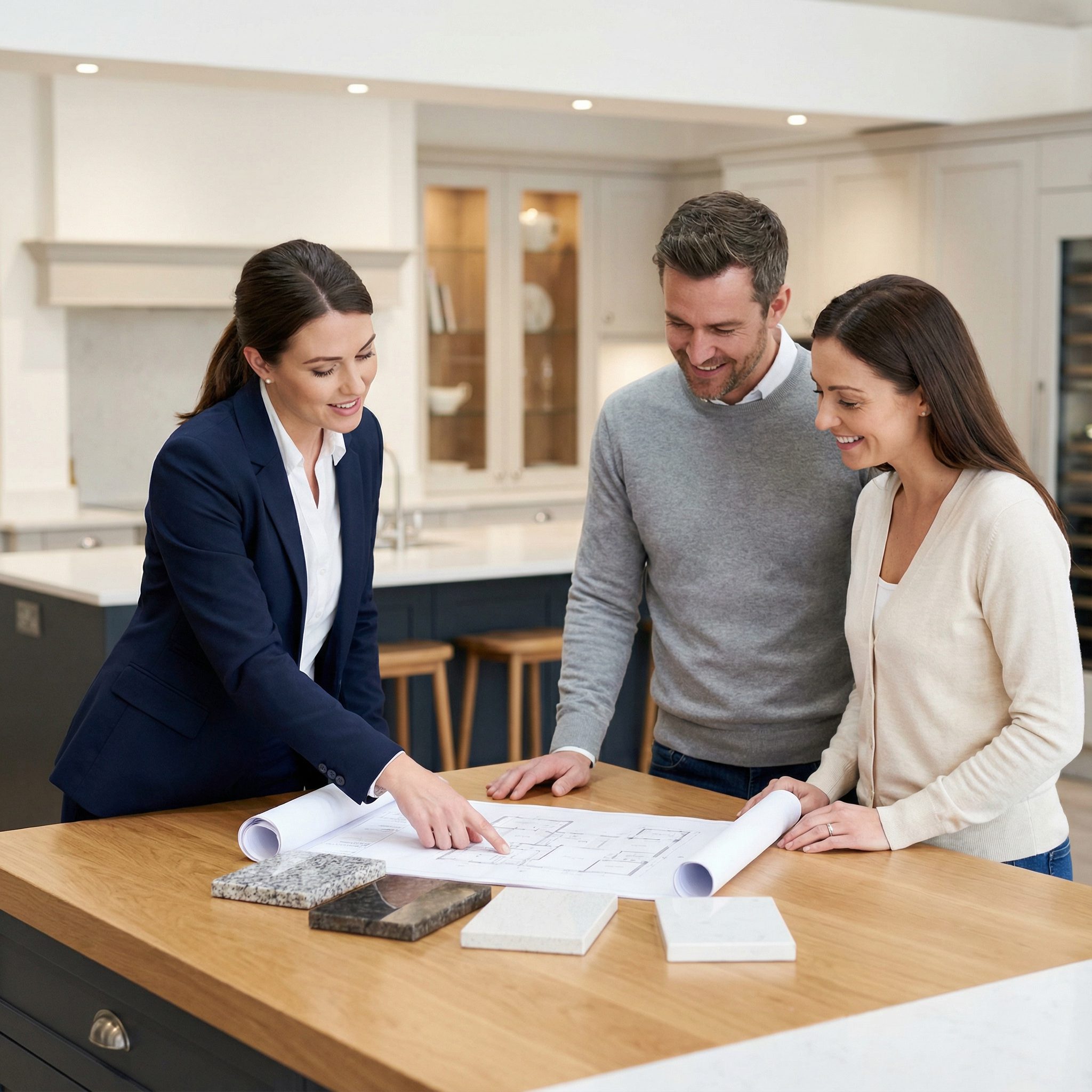 Mayfair Worktops Staff talking to customers